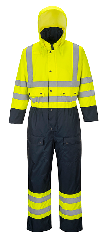 Combinaison contrast hi-vis matelassée jaune marine s485, m_0