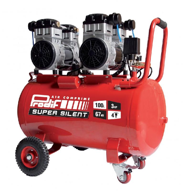 Compresseur d'atelier silencieux PRODIF - 100 L - 3 CV - 230 V - 67 dB - 4 cylindres_0