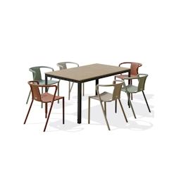 DCB GARDEN Ensemble repas de jardin 6 places en aluminium gris anthracite - BOSTON DIEGO - gris aluminium BOSTONTB150+DIEGOX6_0