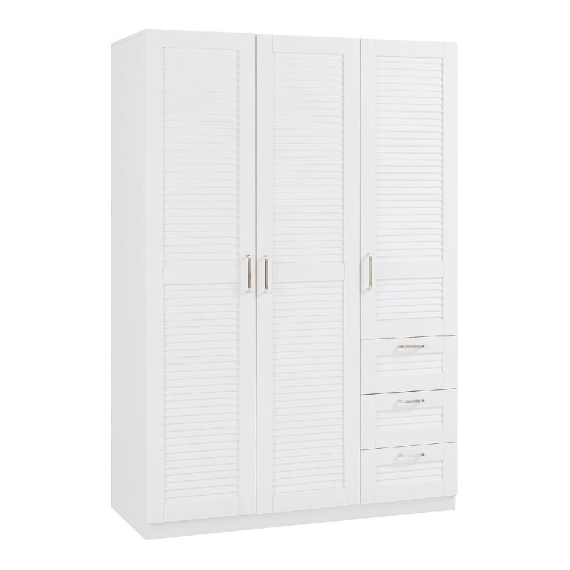 Helloshop26 - Armoire étagère meuble de rangement de chambre 4 étagères 3 tiroirs MDF 176 x 120 x 52 cm blanc 03_0008870 - blanc Bois manufacturé_0