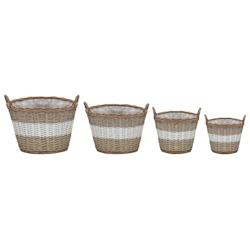 Helloshop26 - Jardinière lit surélevé plantes fleurs jardin 4 pièces osier avec doublure en PE 02_0001333 - 3000077041538_0