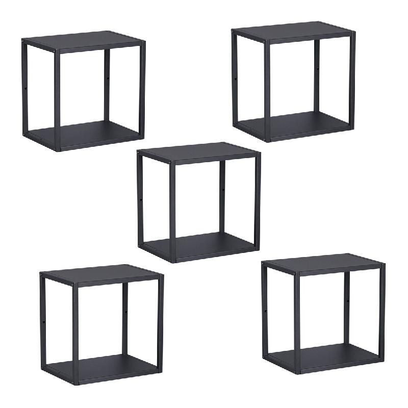Helloshop26 - Set de 5 étagères murales acier 28 x 28 x 20 cm noir - 3000225336882_0