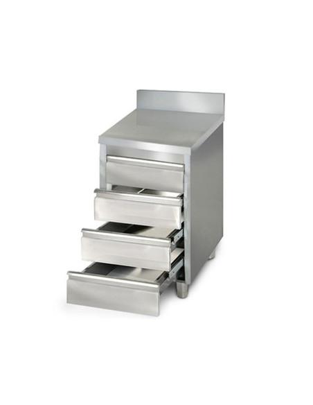 Meuble inox bas à tiroirs GN1/1 TOURNUS EQUIPEMENT - Référence : 524 641 - Fabrication française, dimensions 500x700x900/1000 mm_0
