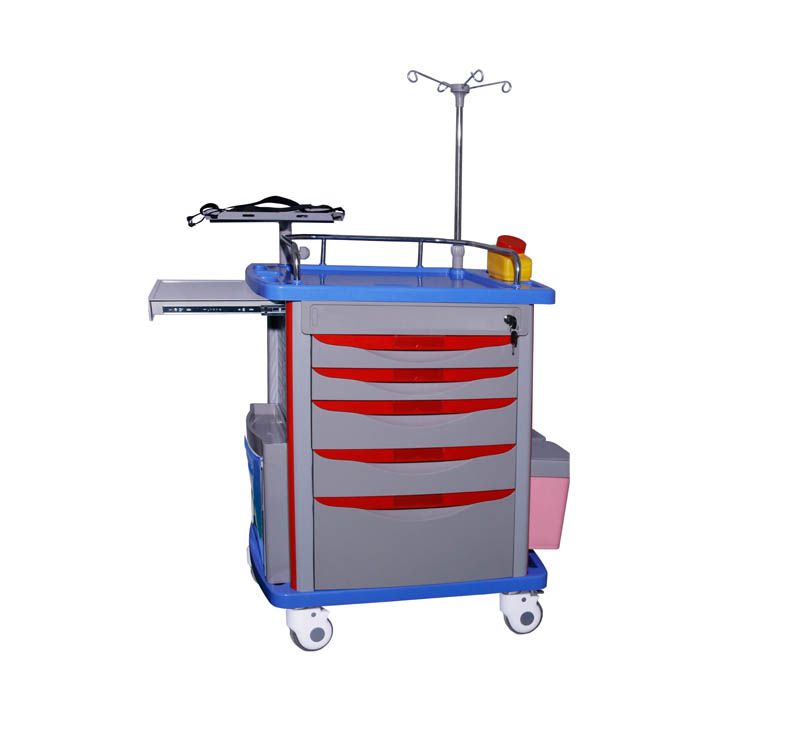 Mk-p02 - Chariot médical Medik - Urgence avec 5 tiroirs et équipements complets_0