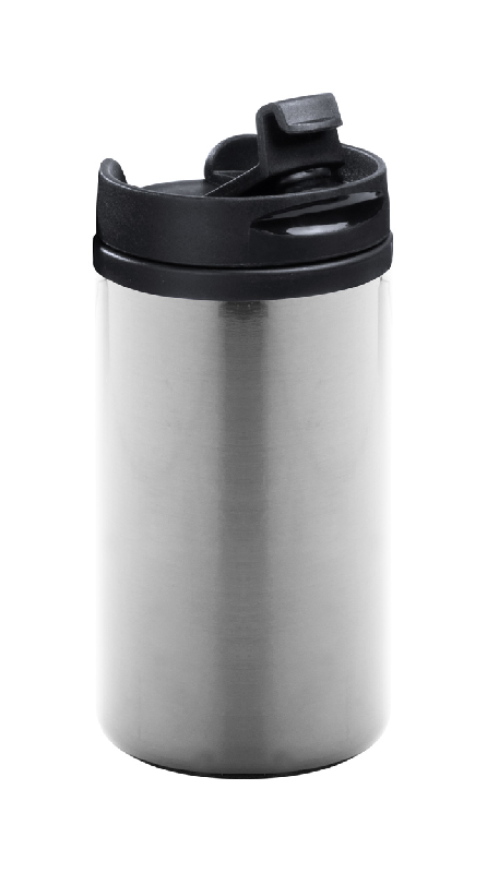 Mug thermos - acier inoxydable 280 ml avec couvercle plastique et bec verseur - couleur argenté_0