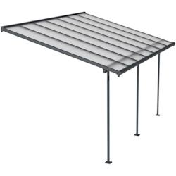 Pergola à adosser en aluminium gris et polycarbonate Sierra 3 x 4.3 m Canopia By Palram - gris 7290108130270_0