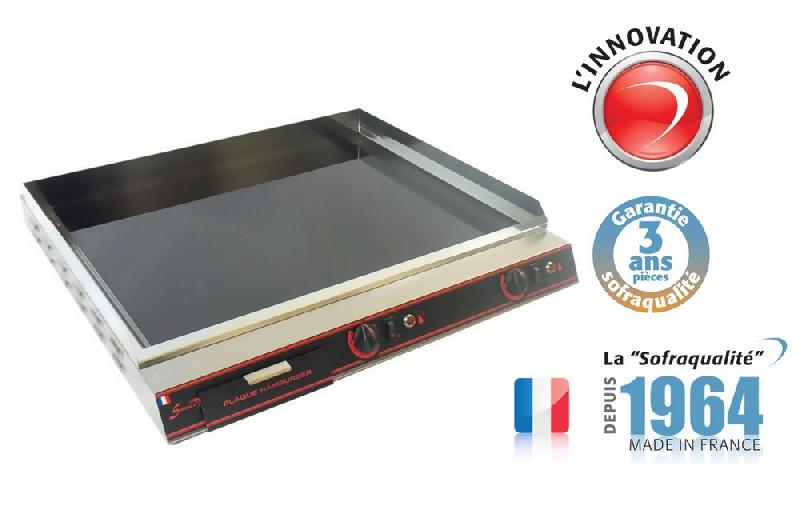 Plancha pro vitrocéramique électrique - spécial hamburgers large - l 800 mm alimentation - monophasé (230 v ), forme des plaques - plaque inferieur lisse - 23142S_0