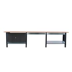 PROREGAL Etabli BUFFALO WOOD avec 2x Tiroir + Armoire| HxLxP 86,5x300x75cm | Capacité de Charge 1000kg | Anthracite - noir métal PR_RS157-107_0