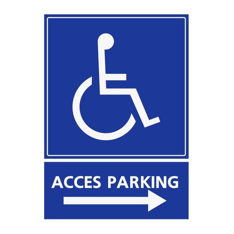 Refz427 - panneau stationnement accès parking handicapés - abc signalétique - direction droite - dimensions : 5 cm à 40 cm (= largeur du support)_0