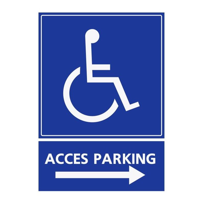 Refz427 - Panneau stationnement accès parking handicapés - direction droite - ABC Signalétique - Dimensions 5 cm à 40 cm_0