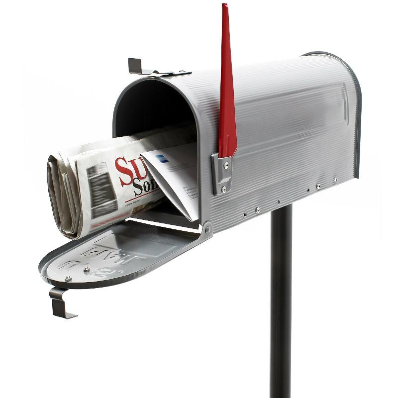 US MAILBOX BOITE AUX LETTRES DESIGN AMÉRICAIN ARGENTÉ PIED DE SUPPORT COURRIER 16_0000332_0