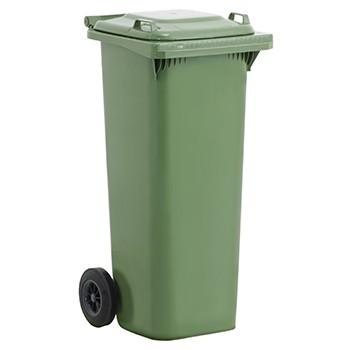 Bac de collecte roulant plastique - 140L vert/vert - PEHD recyclable, normes EN 840 et EN 13071_0