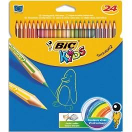 BIC ETUI DE 24 CRAYONS DE COULEUR TROPICOLOR2 (VERSION SANS BOIS)-COLORIS ASSORTIS
