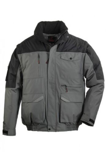 Blouson de travail 2 en 1 Ripstop - Gris - Manches amovibles, bandes rétro-réfléchissantes et doublure polaire_0