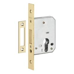Boitier de serrure encastrable à cylindre pour porte d'entrée, axe 40mm, bouts carrés, pêne dormant seul  - THIRARD - gris 3150260945140_0