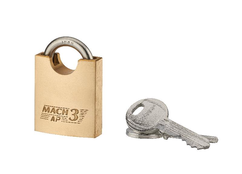 Cadenas à clé Mach 3 AP - 40 mm - Corps laiton monobloc, anse acier inoxydable, haute sécurité extérieur - Thirard_0