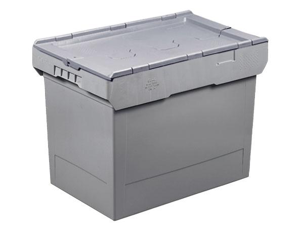 Caisse plastique delta grise h.425 x l.600 x p.400 mm avec couvercle_0