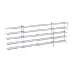 Distform Rayonnage en Acier Inoxydable d'Angle Clayettes Perforées 5020 à 5920 mm 5 Niv P400 ' Acier inoxydable 5120x400x4 - 641094586980_0