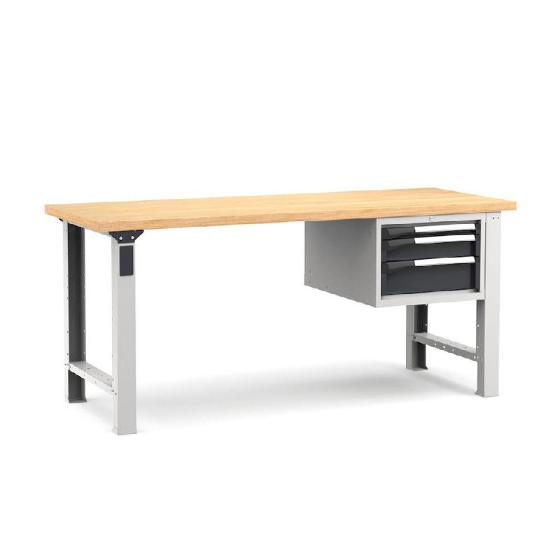 Établi plateau bois L.2000 mm avec bloc 3 tiroirs NOVALP_0