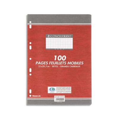 FEUILLETS MOBILES CONQUERANT 7  SEYES - 70 G - 21 X 29,7CM - ETUI DE 100 PAGES - LOT DE 10