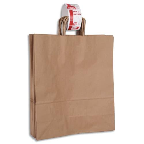 Gpv paquet de 20 sacs à anse torsadée kraft brun 100gr/m². Format 45x40x16cm (l) fsc-m_0