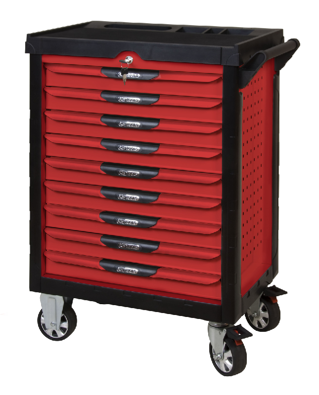 KSTOOLS - Servante Pearl Line rouge, 9 tiroirs - 809.0009 - Système anti-basculement et fermeture centralisée_0