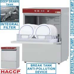 Lave vaisselle professionnel electrique panier 500x500 avec break tank active wash à double parois - D86/6B_0