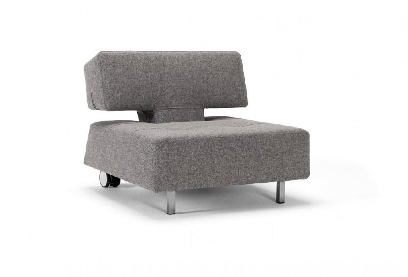 INNOVATION LIVING  FAUTEUIL MOBILE SUR ROULETTES LONG HORN GRIS TWIST GRANITE CONVERTIBLE LIT 85*115CM_0