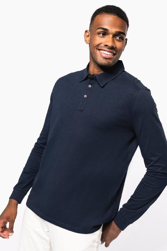 Polo jersey manches longues homme - Kariban Réf: K264 - 100% coton, col chemise, tailles S à 3XL_0