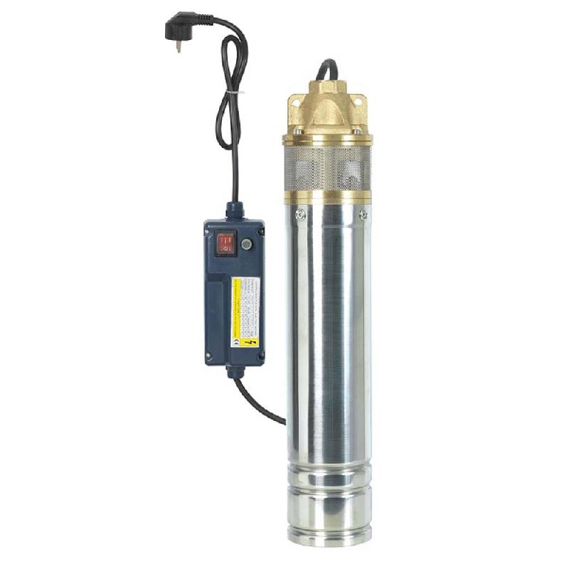 Pompe pour puits 750 W PRPGP750-60-1TL - grande profondeur - turbine laiton - corps inox - refoulement 60 m_0
