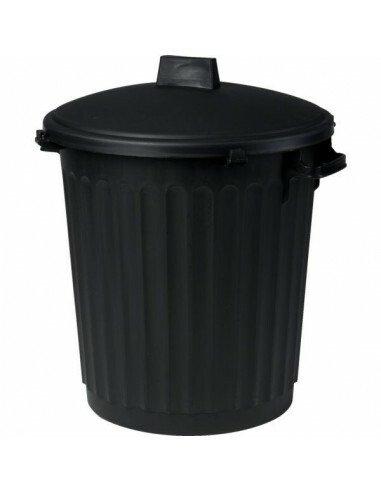 Poubelle d'immeuble noire 80L avec couvercle_0