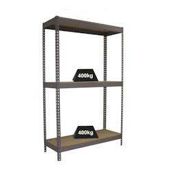 PROREGAL Étagère pour charges lourdes BIG WOOD YETI THREE | HxLxP 200x180x60cm | Charge du compartiment 400kg | Gris - gris métal PR_RS19-22_0