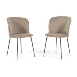 RATTATAN Lot de 2 chaises d’intérieur LEILA en velours, pieds en métal, élégantes, modernes pour cuisine, salle à manger, bureau, bar, restaura_0