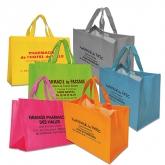 Sacs et sachets plastiques - sac shopping uni - réutilisable avec scratch - robuste et lumineux_0