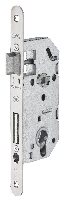 Serrure encastrable pour porte d'entrée Monomax NF - Têtière inox, pêne bipente réversible, garantie 10 ans - THIRARD_0