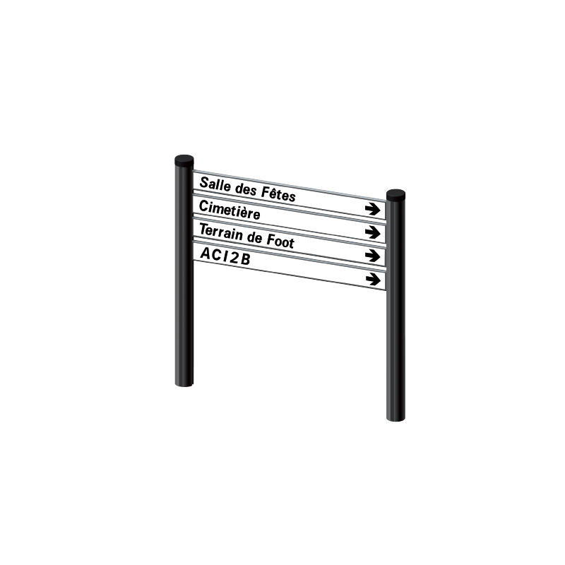 Signalétique bi-mâts directionnelle WP Signalisation - aluminium anodisé naturel Ø 90 mm_0