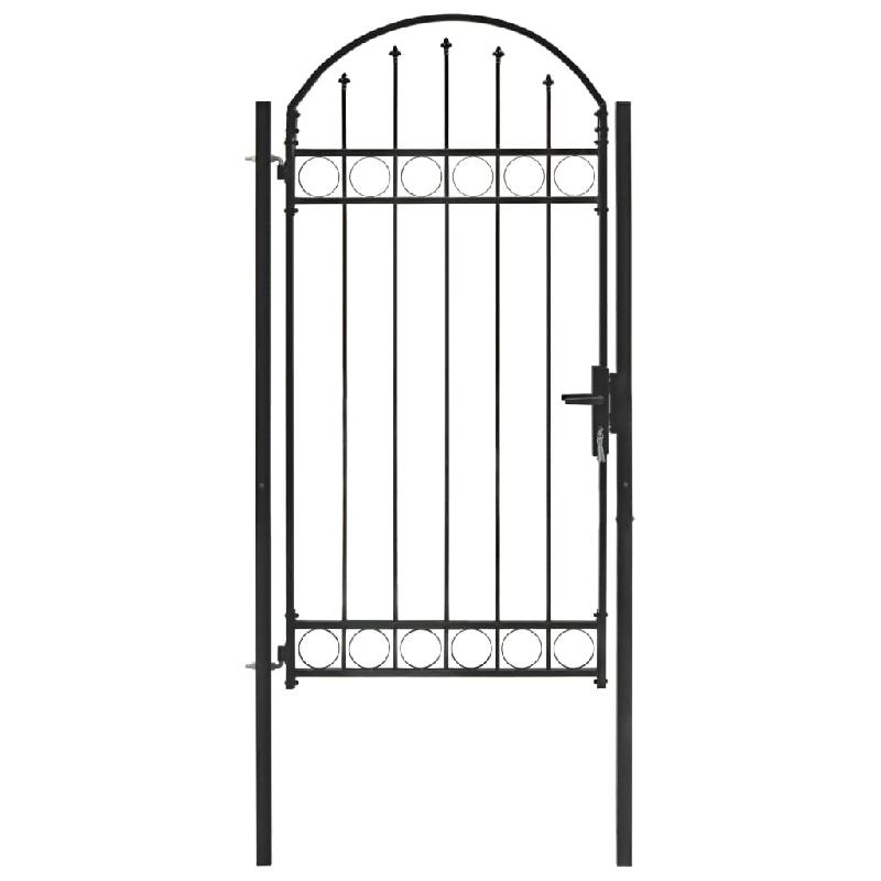 Vidaxl portail de jardin avec dessus arqué acier 100x250 cm noir 146339_0
