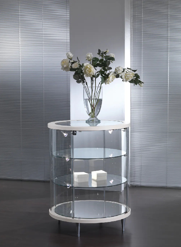 Vitrine cylindrique standard éclairante 203/bva - blanc poli_0