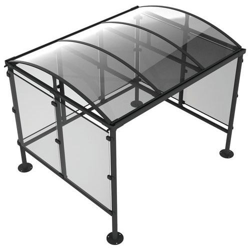 ABRI OZ 2.80 M TOIT PMMA ALVÉO. 3 COTÉS PMMA MÉTAL GRIS 7016 - BUTON DESIGN