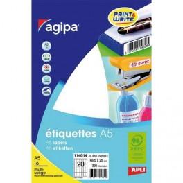 AGIPA POCHETTE DE 320 ÉTIQUETTES PERMANENTES BLANCHES 25X48,5 114014