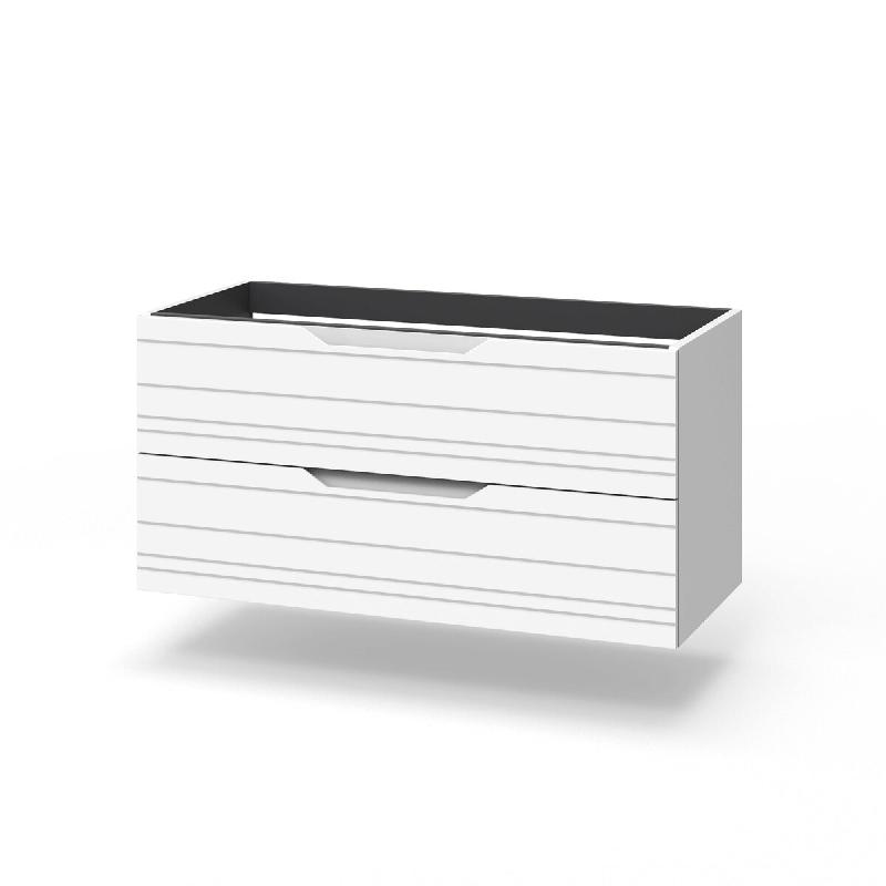 AQA Design Meuble sous-vasque en MDF avec 2 tiroirs en L.100 P.45 H.50 MPSO150-O1 en blanc mat SOLMIRA - blanc Bois manufacturé MPSO150-O1_0