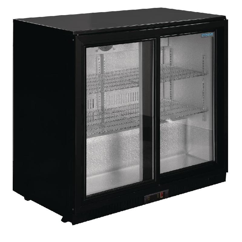 Arrière-bar deux portes coulissantes série G noir 208L - GL003 - Classe énergétique D - Température de 2°C à 8°C_0