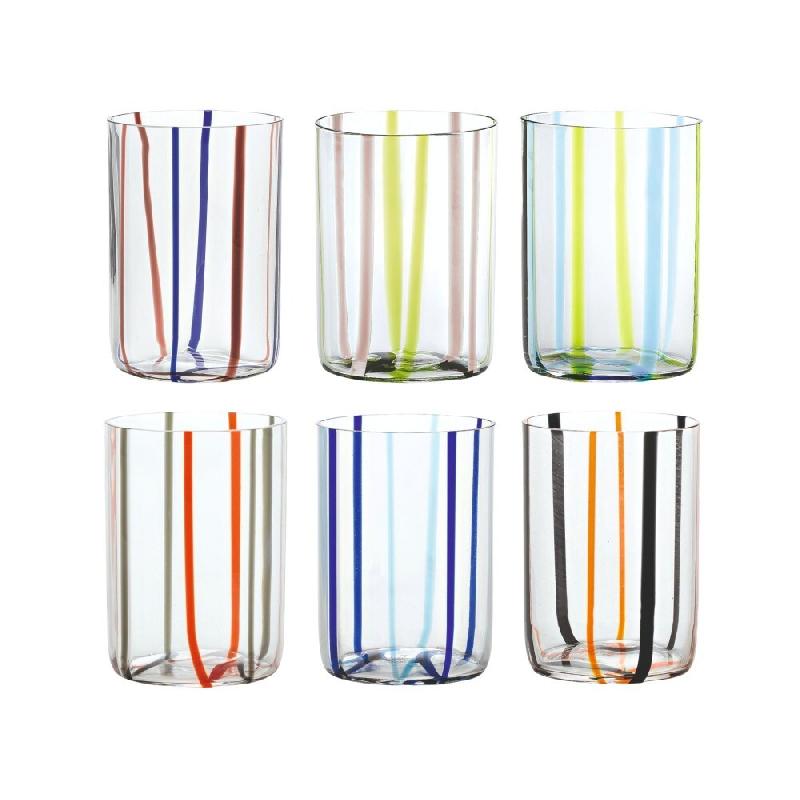 Assortiment De Verre Tirache Zafferano En Verre Borosilicate Bicolore Vert-Améthyste Coffret De 6 Pièces - jaune tr00199_0