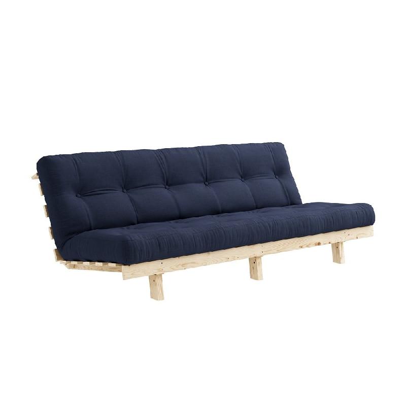 Banquette convertible futon LEAN - Pin massif - Coloris bleu marine - Couchage 130x190 cm - Marque KARUP_0