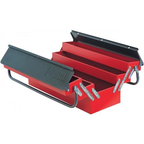 BOÎTES À OUTILS MÉTALLIQUE AVEC 5 COMPARTIMENTS - ROUGE ET NOIR - 53X20X20 MOB