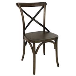 Chaises couleur noyer avec dossier croisé - Lot de 2 - Bolero - bois massif finition vintage et industrielle GG658_0