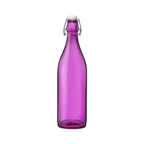 BOUTEILLE EN VERRE 1 L FUSHIA AVEC BOUCHON MÉCANIQUE 8 X 8 X 32 CM - GIARA - BORMIOLI ROCCO