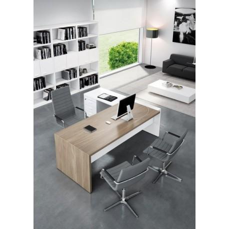 Bureau de direction T45 - Quadrifoglio - Plateau anti-rayures et pieds panneaux avec caisson 3 tiroirs_0