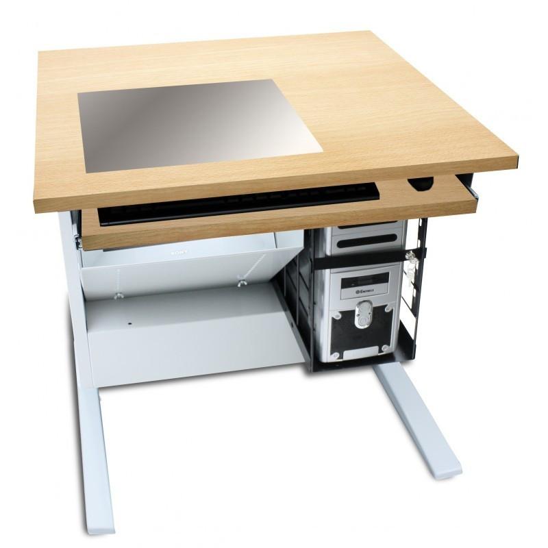 Bureau pour ordinateur avec écran encastré au plateau - tiroir clavier, support unité centrale et options sur mesure_0