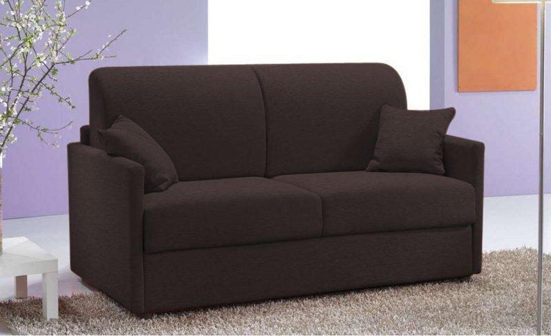 Canapé lit 2-3 places Sun convertible express 120cm tweed marron - Matelas 16cm haute résilience_0